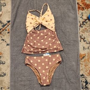 Cupshe Brown and Cream Polka Dot Bikini